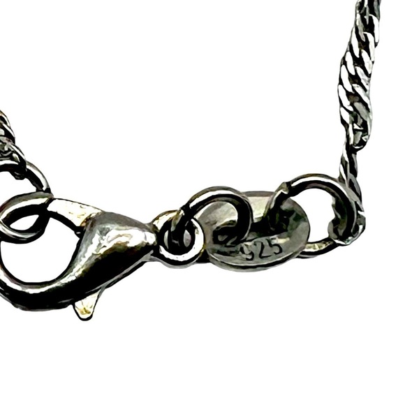 Vintage Sterling Silver Necklace With Faceted Pink Rhinestone Flower Pendant. - Picture 10 of 10